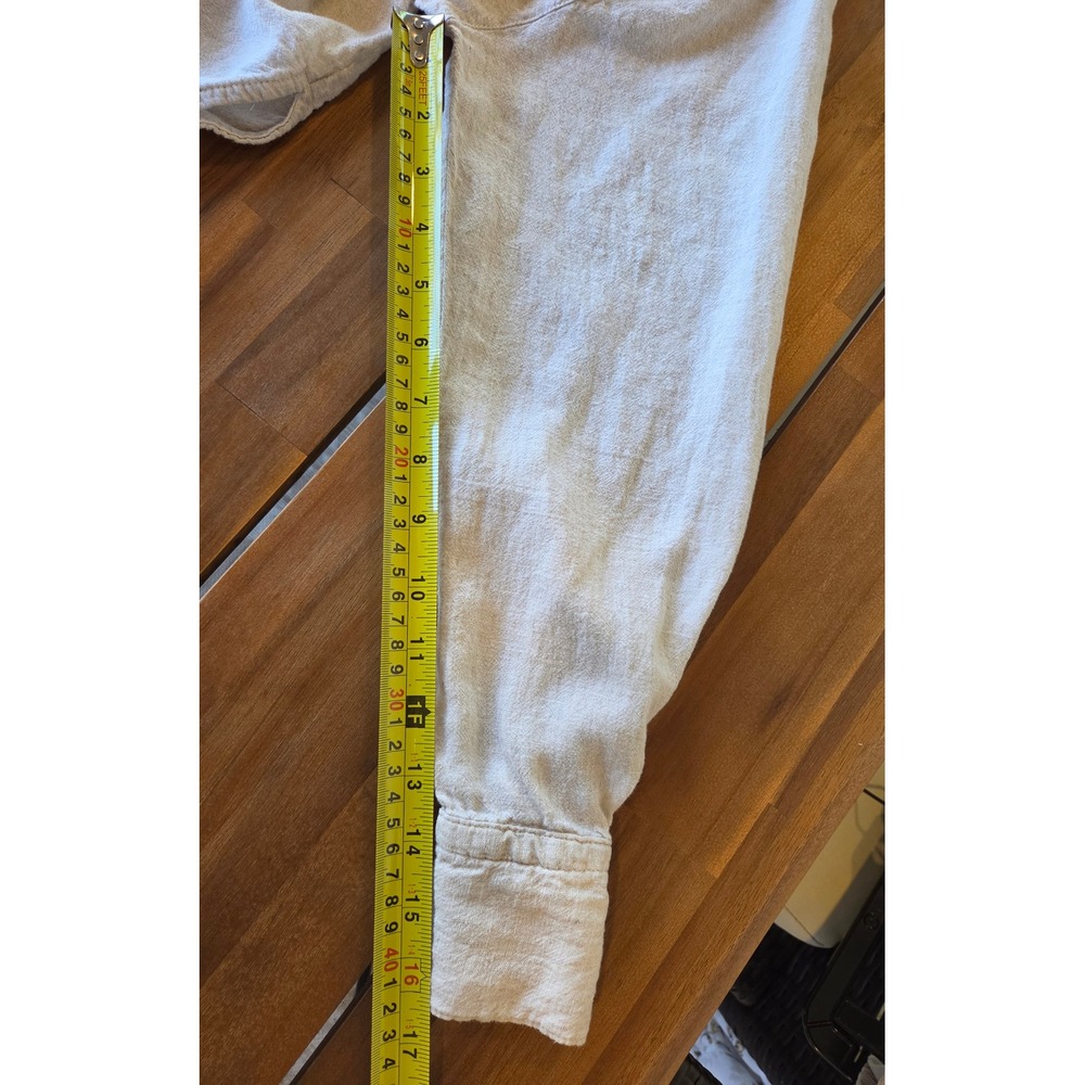 Old Navy The Boyfriend Shirt Linen Blend Sz M Lagenlook Granola Boho Minimalist - Picture 7 of 7